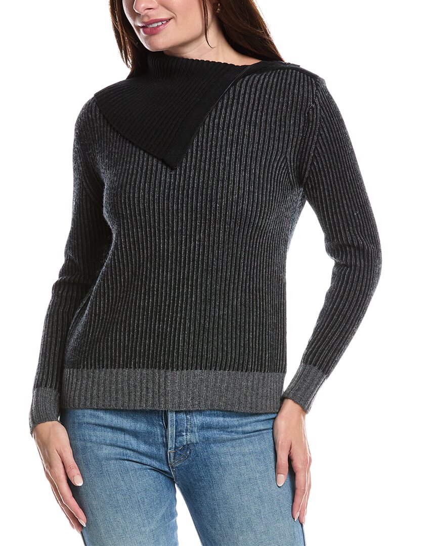 

Кашемировый свитер с косичкой и воротником-стойкой на молнии Forte Cashmere, черный