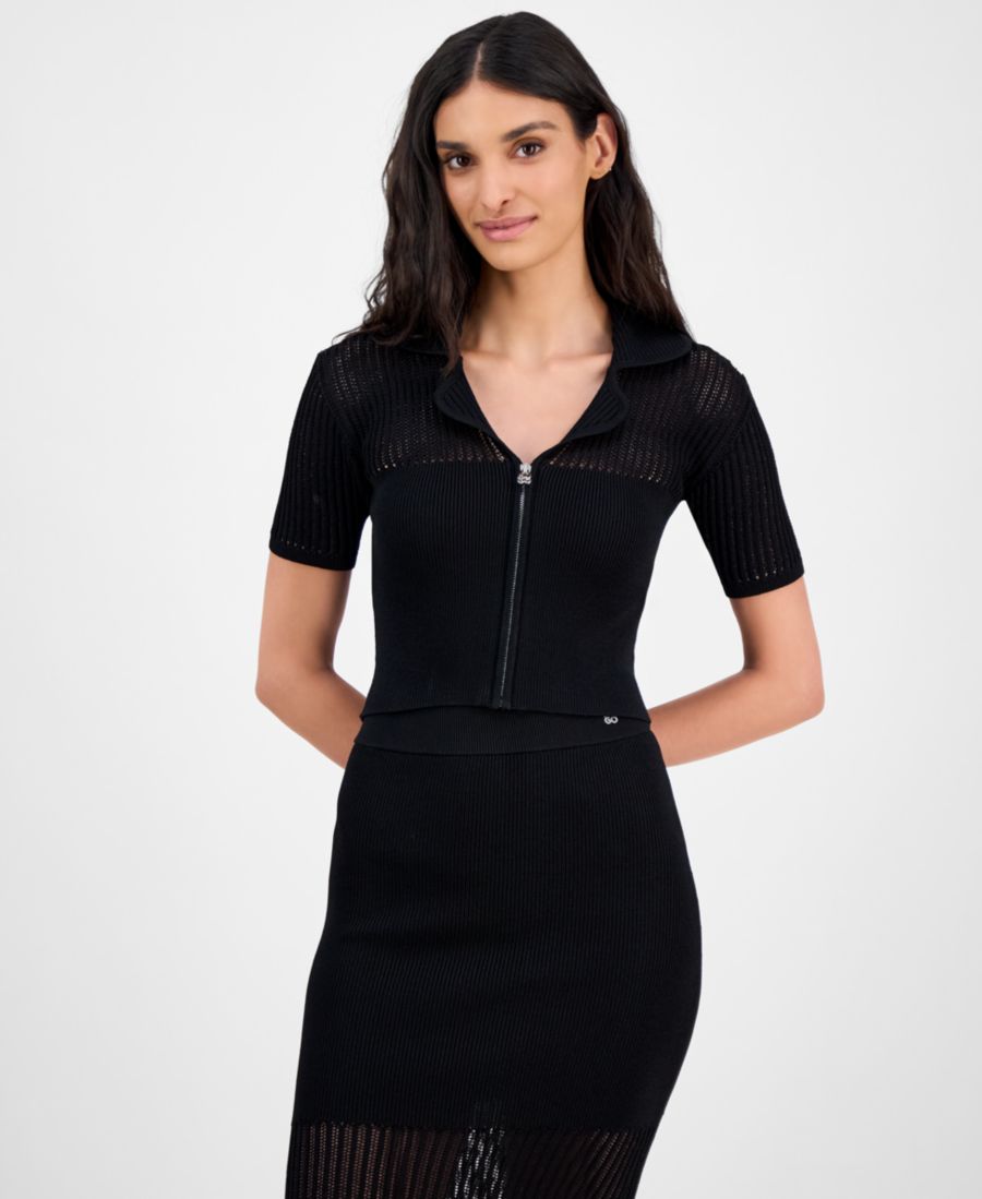 

Женский вязаный укороченный топ HUGO, Black