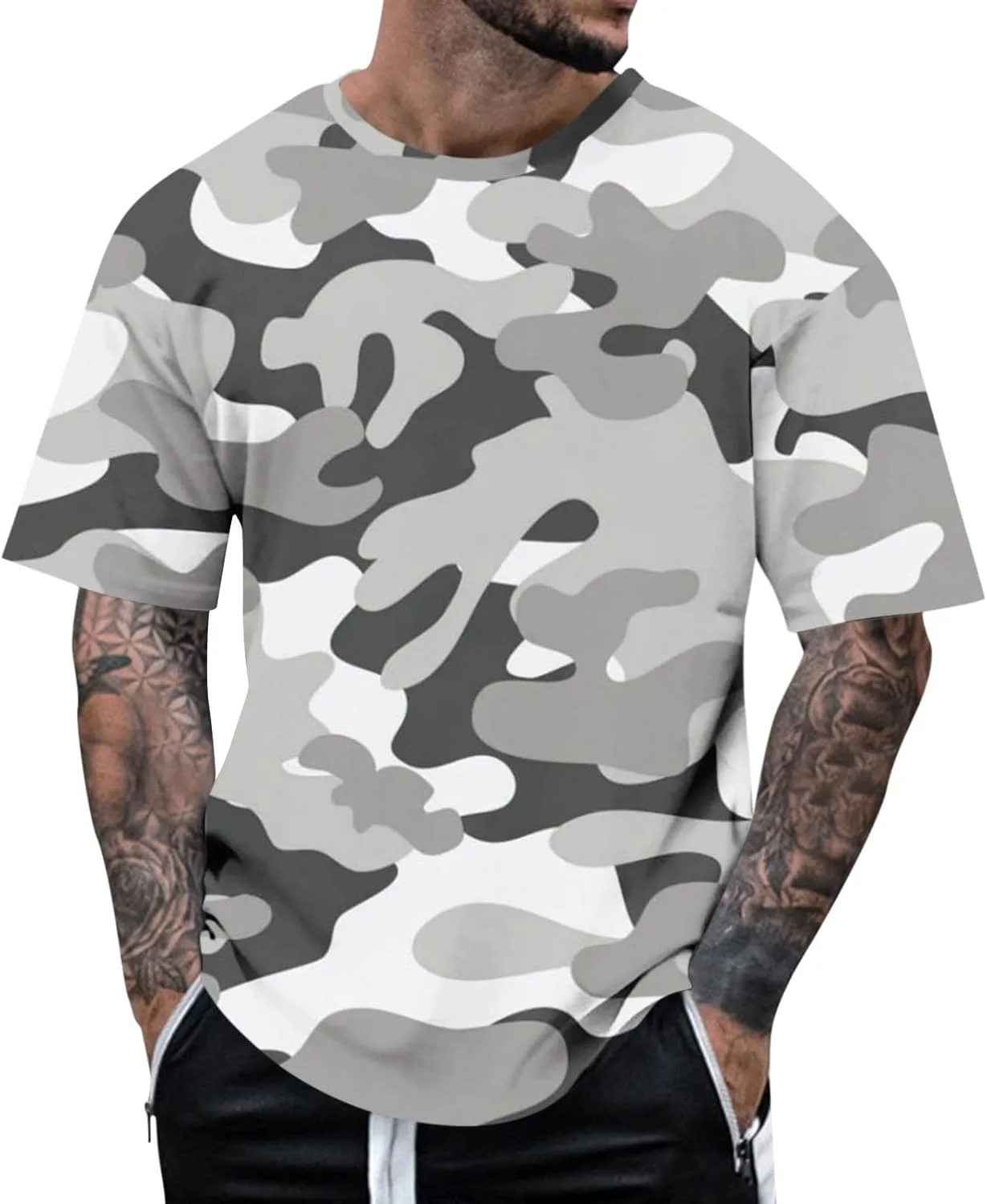 

Мужская футболка с коротким рукавом и камуфляжным принтом, S-3XL