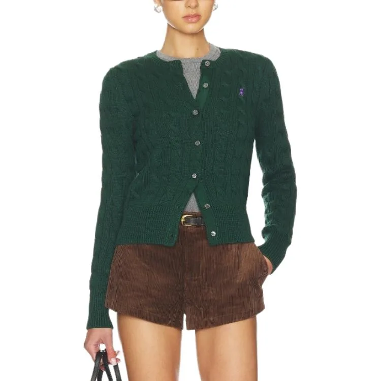 Кардиган из кабельной вязки Polo Ralph Lauren, зеленый