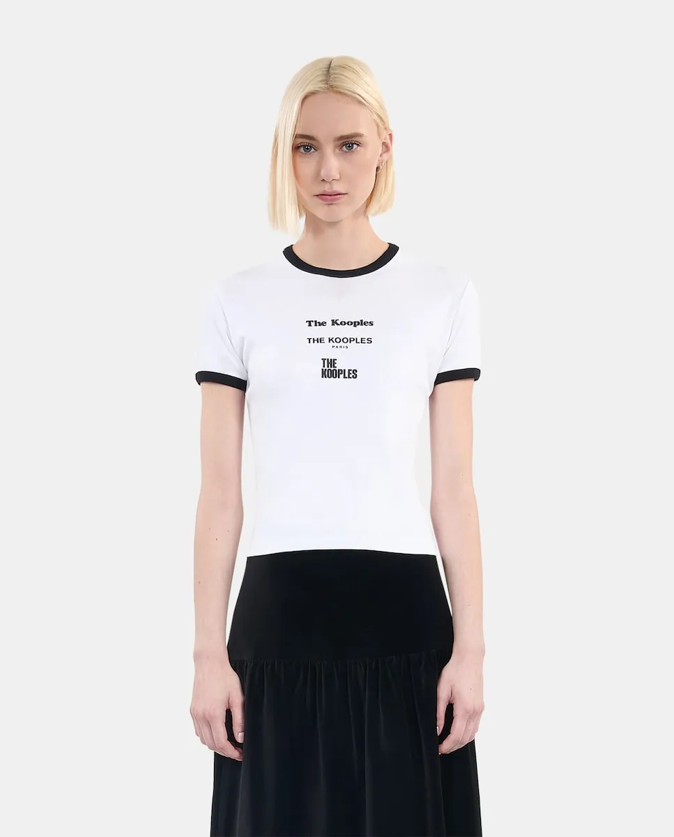 

Женская футболка с коротким рукавом и трафаретной печатью The Kooples, белый