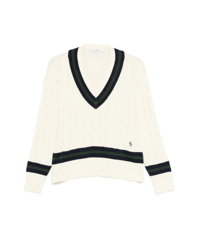 

Пуловер Src с V-образным вырезом и косами Sporty & Rich, бежевый