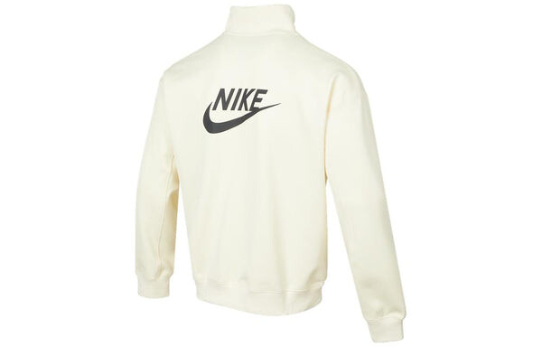 Толстовка Men's Nike Casual Logo Printing Half Zipper High Collar Pullover Autumn White, белый — фото 2