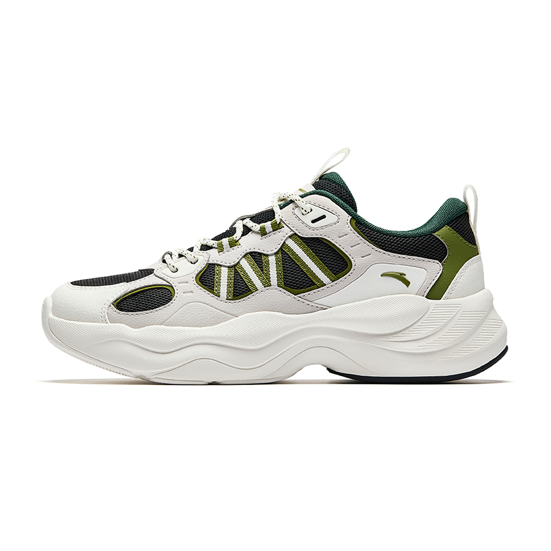 

Низкие массивные кроссовки с износостойким покрытием для мужчин ANTA, Basic Black/Gray/Ivory White/Dense Tea Green