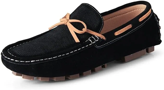 Лоферы мужские кожаные Loafers for Men Round Toe PU Leather Penny Boat Loafers Flat Heel Resistant Anti-Slip Prom Slip On, черный PUGHGAETZF