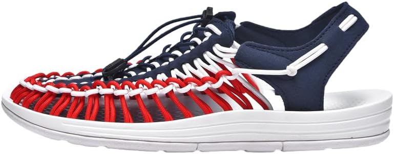 

Мужские сандалии HCHCTRY с обернутыми пальцами, дышащие плоские сандалии, летние пляжные сандалии на вынос, повседневные плетеные сандалии, мужские спортивные сандалии, красный/синий