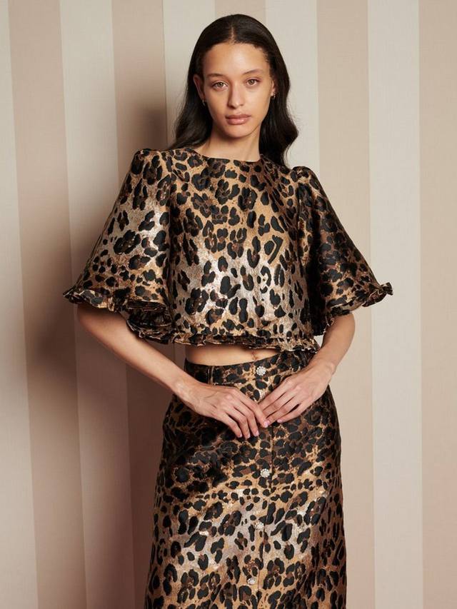 

Кроп-топ из жаккарда с леопардовым принтом Sister Jane, Brown/Multi