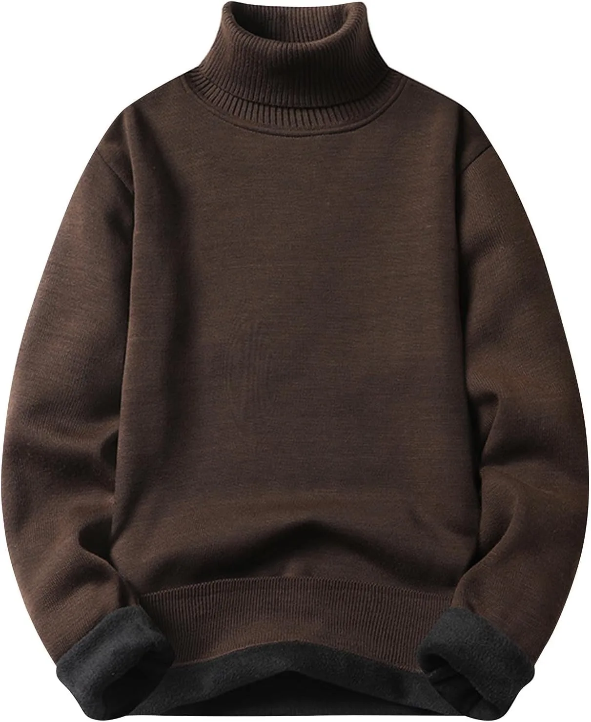 

Мужской вязаный свитер с классическим плетеным воротником-водолазкой QUNPIU