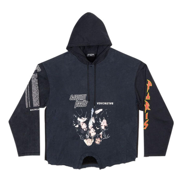 

Толстовка speed hunters upside down hoodie oversized 'black faded' Balenciaga, черный