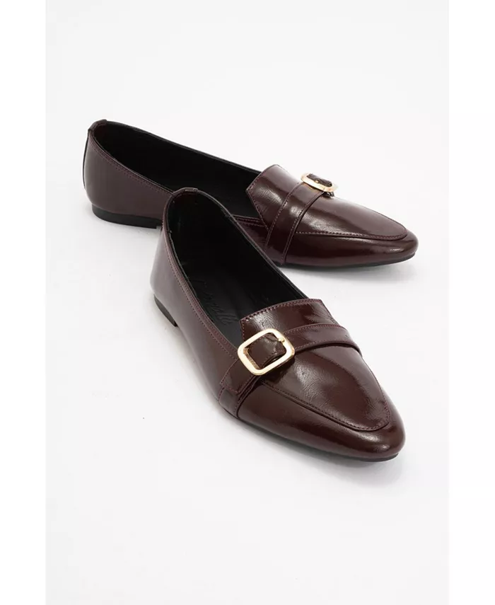 Женские балетки Zarina с острым носом из кожи Forever & Always Shoes, коричневый