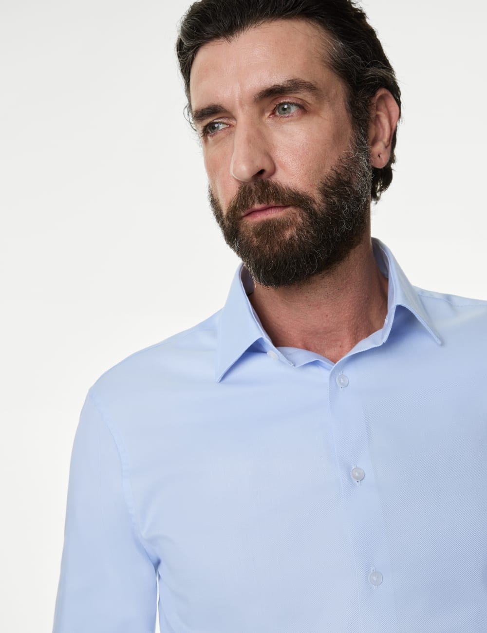 

Рубашка из хлопкового твила класса люкс, приталенная по фигуре Marks & Spencer SARTORIAL, синий