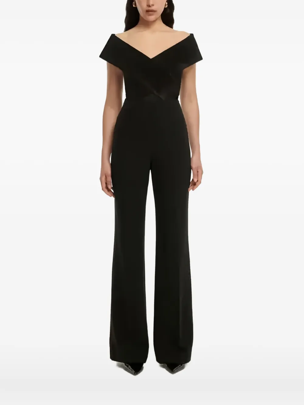 

Укороченный топ с эффектом бархата и открытыми плечами Roland Mouret, черный