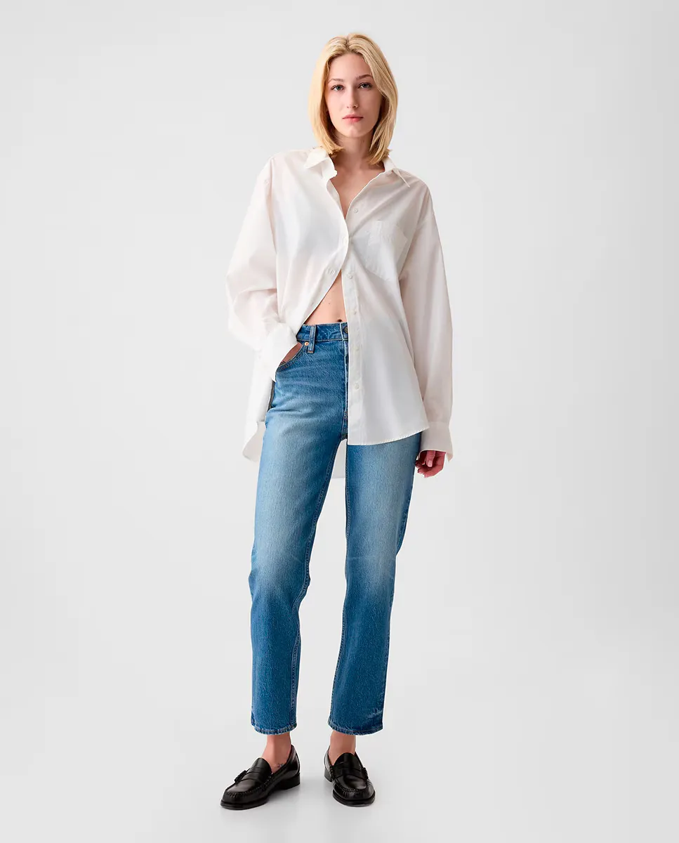 

Женские прямые джинсы длиной до щиколотки Gap, цвет Azul Índigo