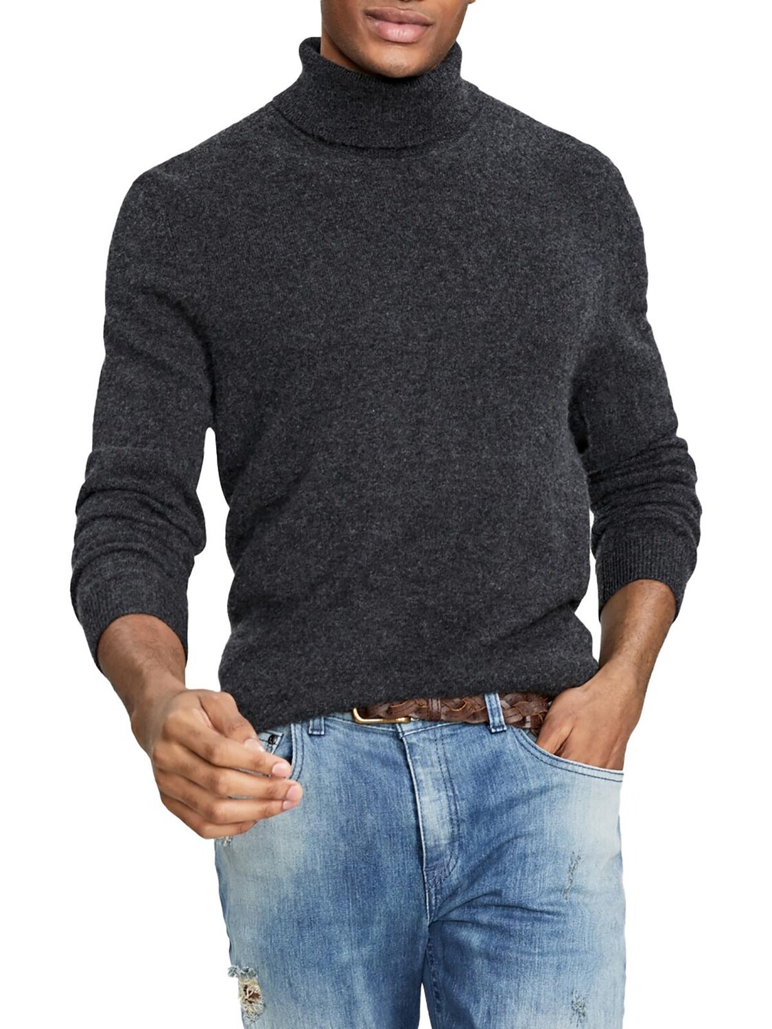 

Роскошный мужской кашемировый свитер с высоким воротником Club Room, цвет Dark Charcoal Heather