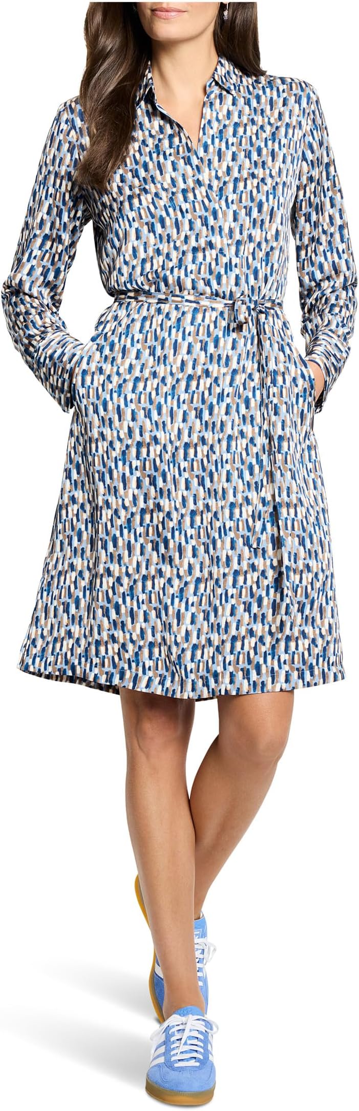 

Платье NIC+ZOE Brushstrokes Long Sleeve Devon Dress, цвет Neutral Multi
