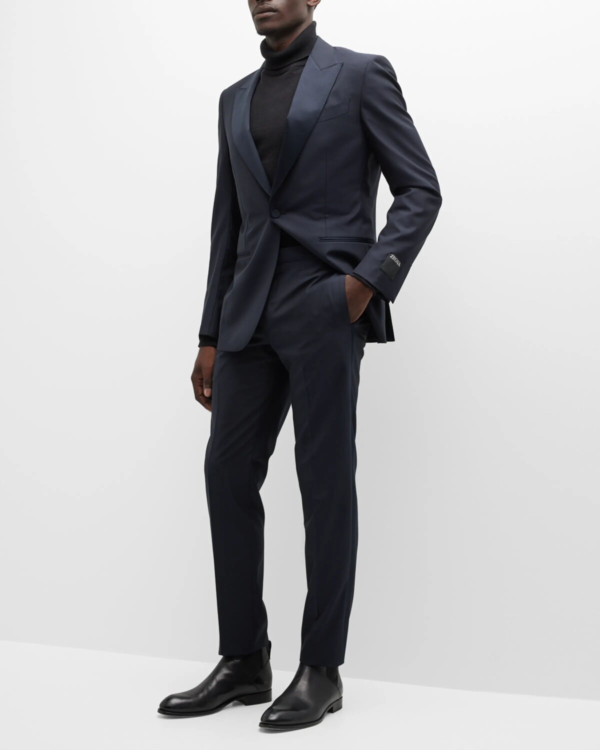 

Мужской смокинг из шерсти и шелка ZEGNA, цвет Navy Solid