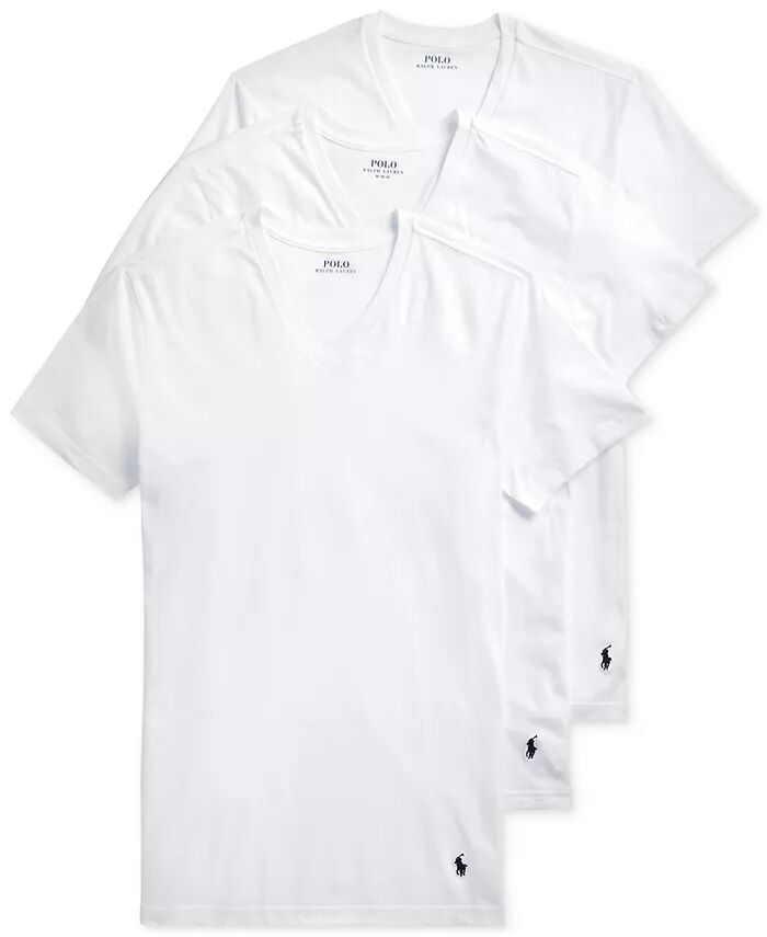 

Мужская облегающая майка с V-образным вырезом, 3 шт. в упаковке Polo Ralph Lauren, белый