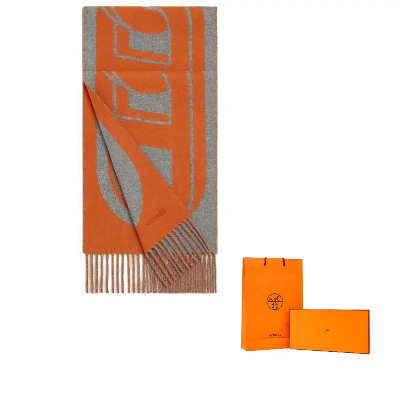 

Кашемировые вязаные шарфы для мужчин/Orange HERMES, оранжевый