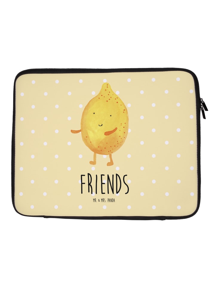 

Mr. & Mrs. Panda Сумка для ноутбука «Лучшие друзья, лимон» с надписью, пастельно-желтого цвета