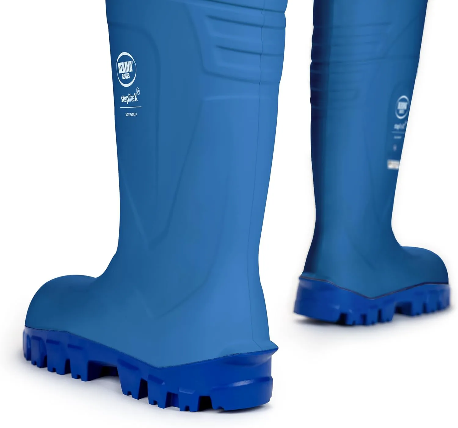 Сапоги Bekina StepliteX SolidGrip S4 с защитным носком для мужчин и женщин - легкие водонепроницаемые утепленные нескользящие стальные сапоги; соответствуют стандарту ASTM, синий — фото 4