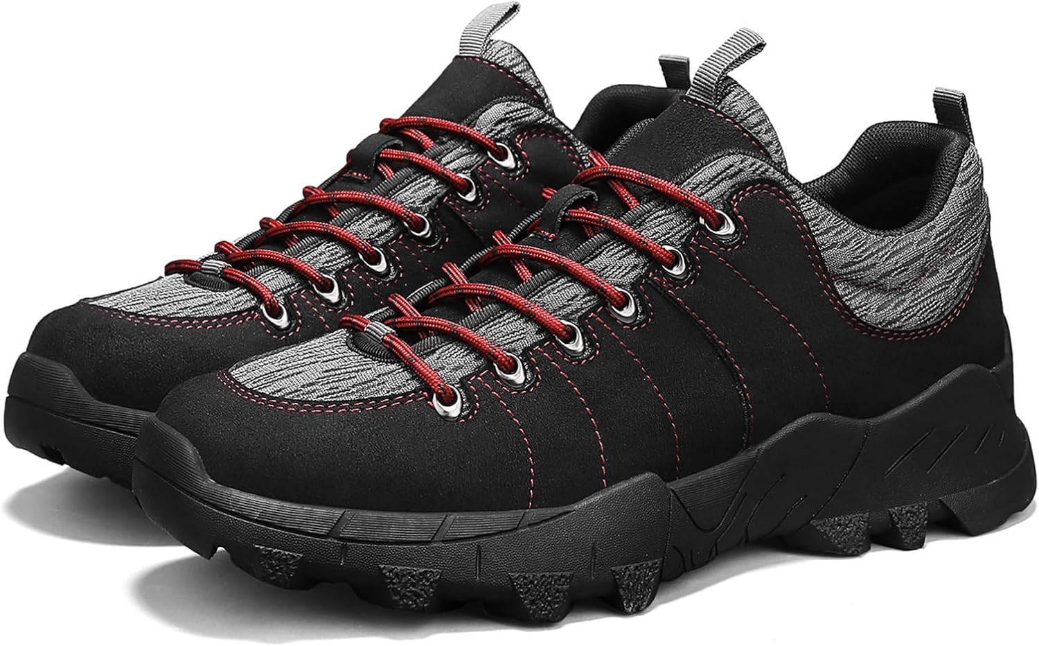

Мужские замшевые кроссовки для хайкинга с поддержкой свода стопы, модная платформа, удобные шнурки, круглый носок, легкие, противоскользящие, низкие, для работы, прогулок, треккинга, альпинизма Twodnawk, черный