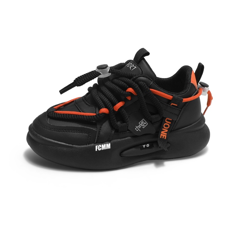 

Прочные дышащие низкие повседневные кроссовки для детей FCMM, черный/оранжевый