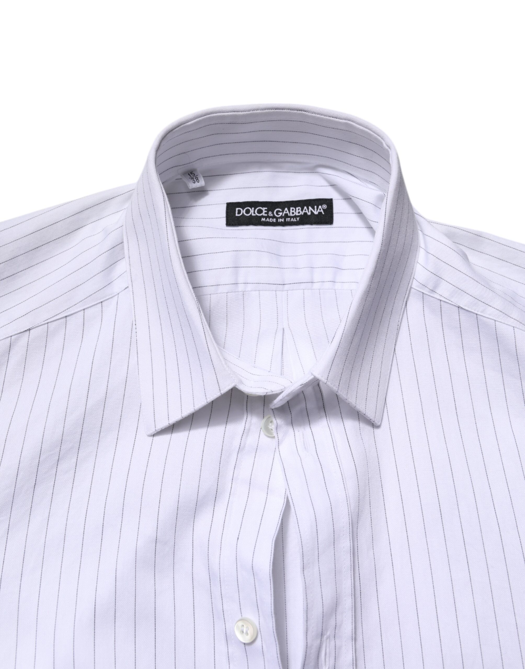 Белая полосатая хлопковая рубашка с длинным рукавом Dolce & Gabbana, White — фото 4