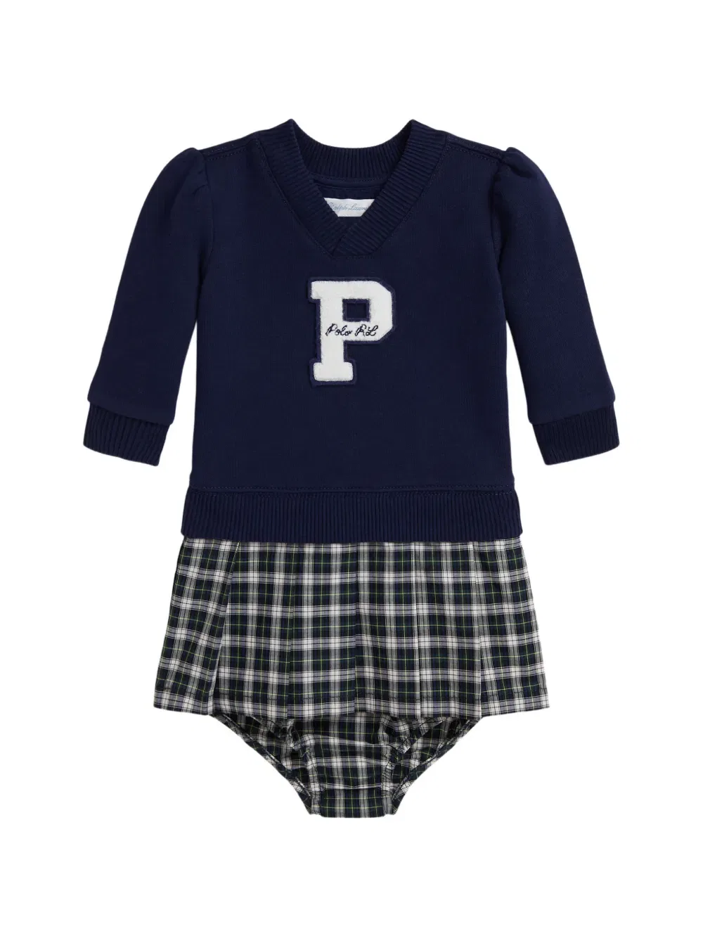 Комплект одежды с нашивкой в виде клетчатой ткани Polo Ralph Lauren Kids, синий