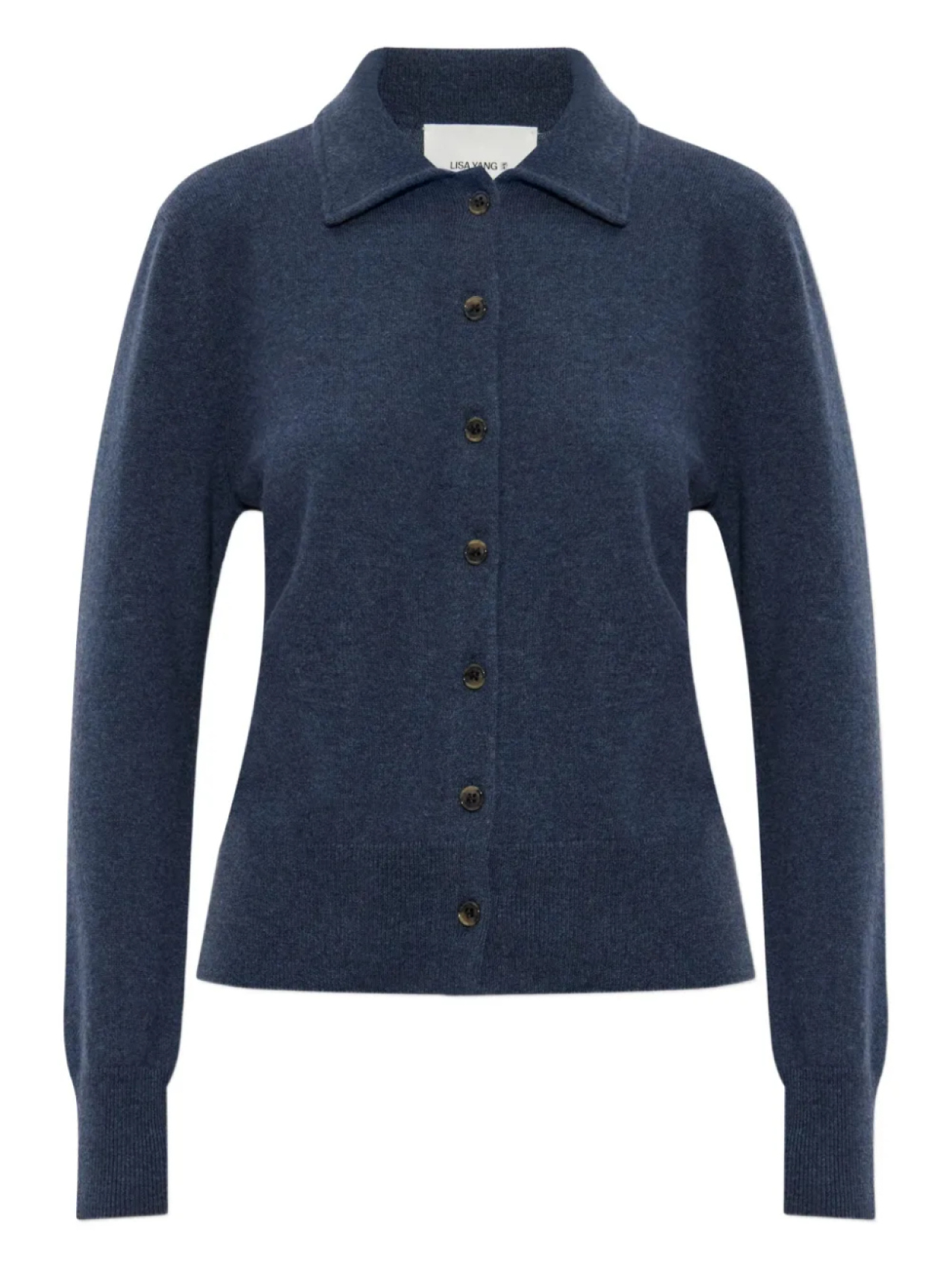 

Кашемировый кардиган с воротником на пуговицах Lisa Yang, синий