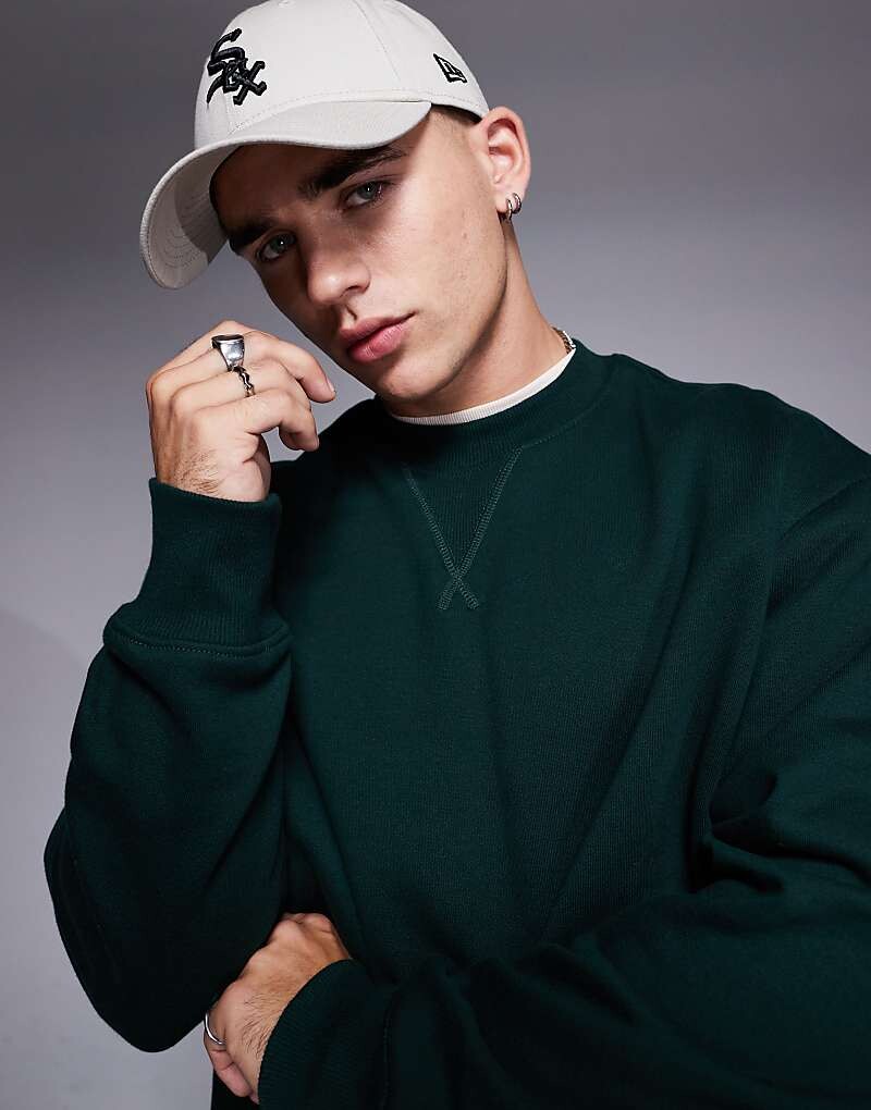 

Тяжелая толстовка оверсайз премиум-класса ASOS DESIGN елового цвета плотностью 400 г/м²