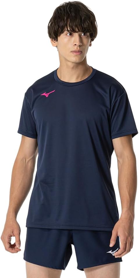 

Футболка MIZUNO Basic Practice, с коротким рукавом, влагоотводящая, быстросохнущая, унисекс, темно-синий/пурпурный