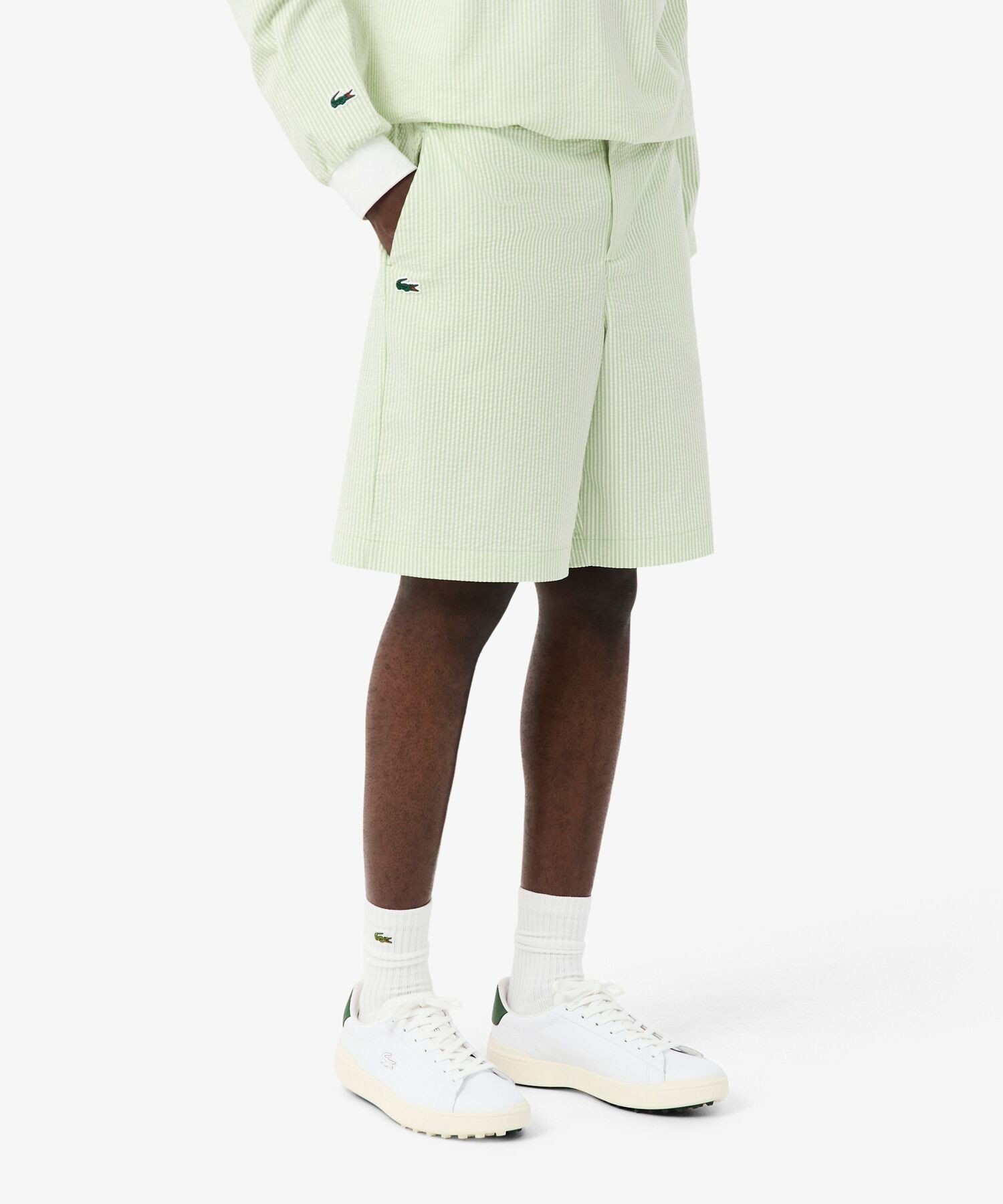 Ультрасухие гольф-шорты из жатой ткани LACOSTE, Light green — фото 2