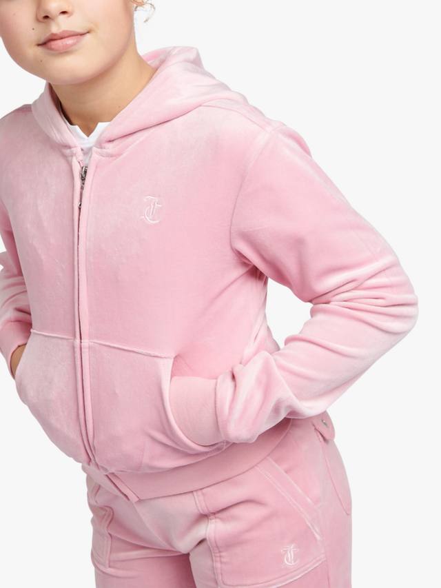 Детская велюровая худи с молнией в тон Juicy Couture, Pink Nectar — фото 3