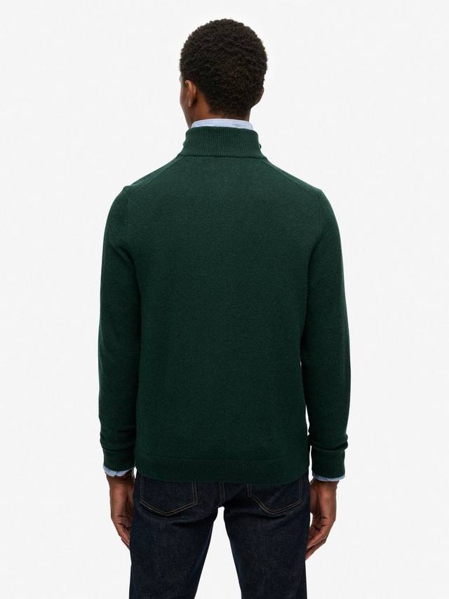 Полузип из смеси шерсти и хлопка Superdry, Forest Green Marl — фото 2