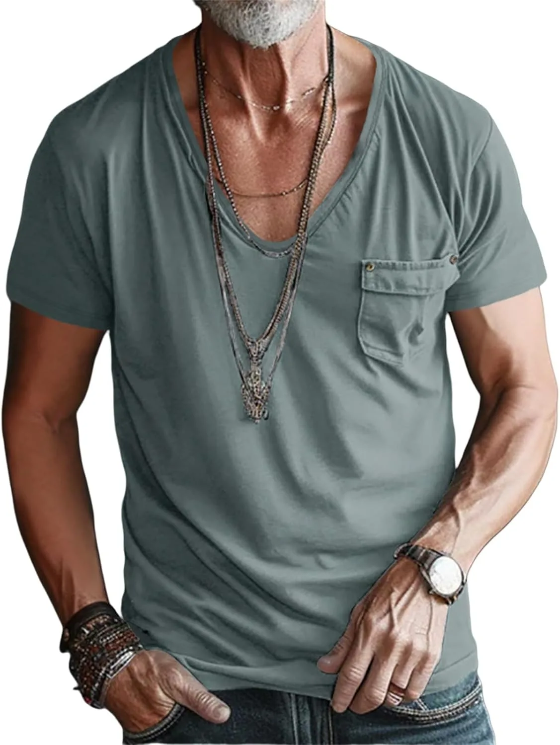 

Мужская футболка с V-образным вырезом и коротким рукавом CHXLQQX