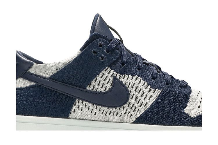 Кроссовки Nike Dunk Low Flyknit, College Navy Platinum — фото 2