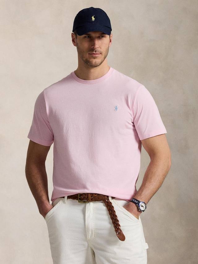 

Большая и высокая хлопчатобумажная футболка с круглым вырезом Ralph Lauren, цвет Bath Pink/C7172