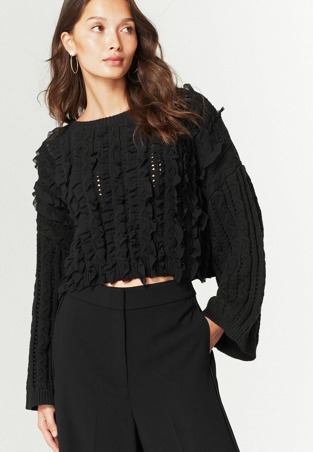 

Свитер Ruffle Cable Long Sleeve Next, черный