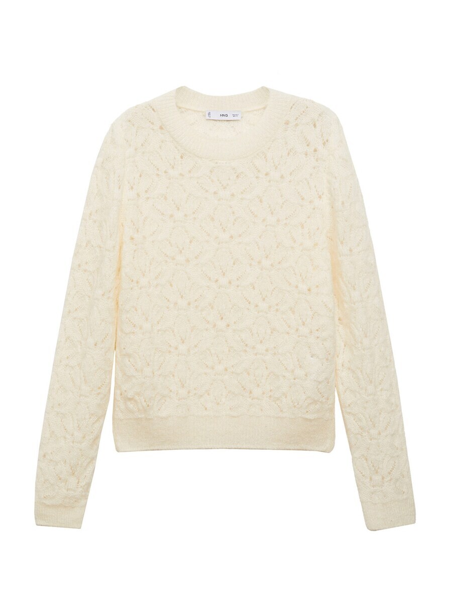 

Тонкий вязаный свитер MANGO Sweater Florcita, кремовый