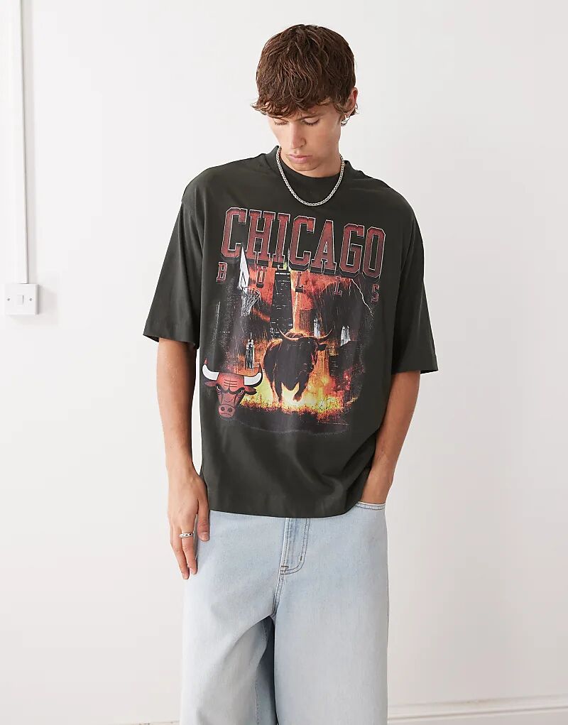 

Футболка New Era Chicago Bulls свободного кроя черного цвета