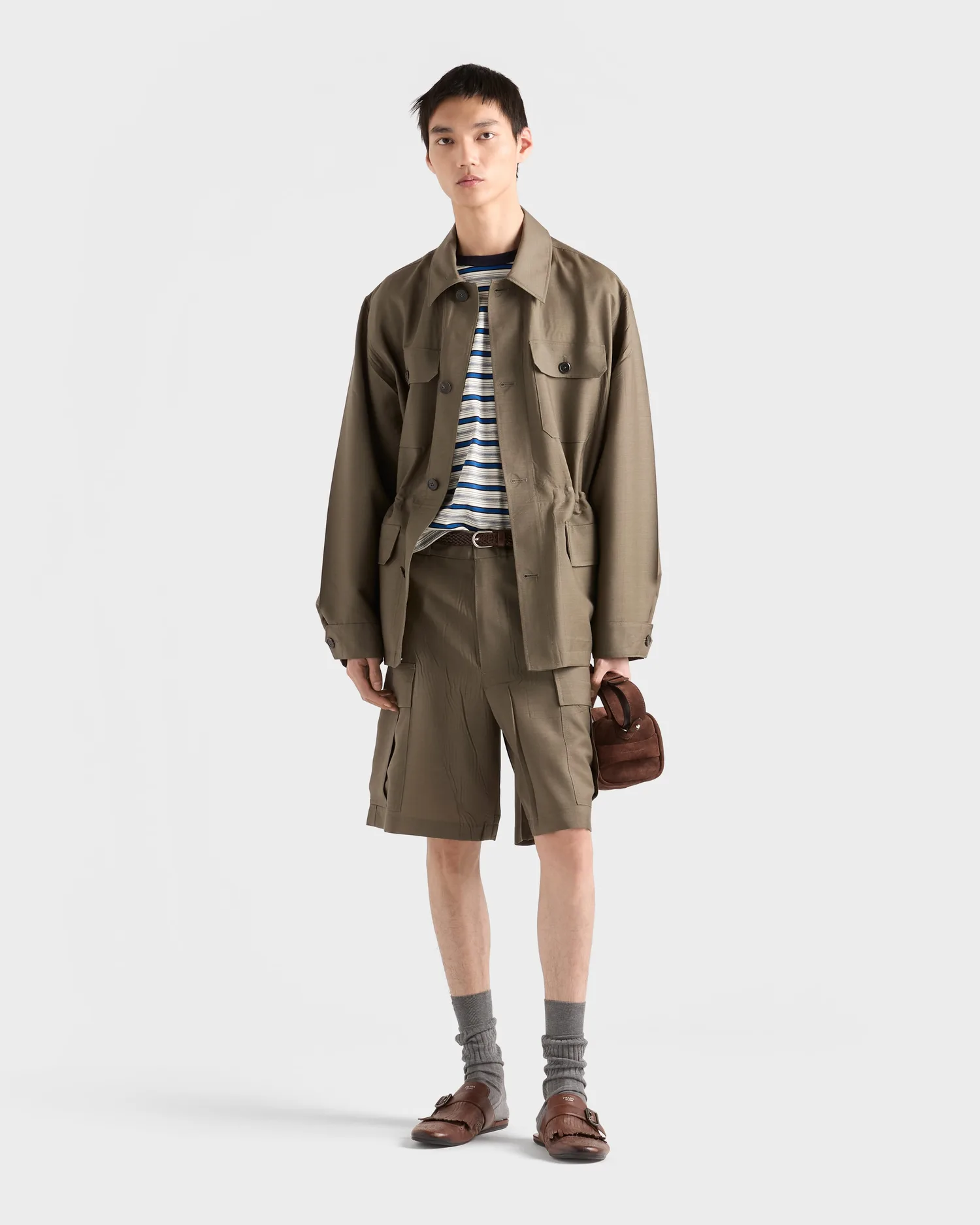 Сафари-жакет из мохера и шерсти Prada, хаки — фото 2