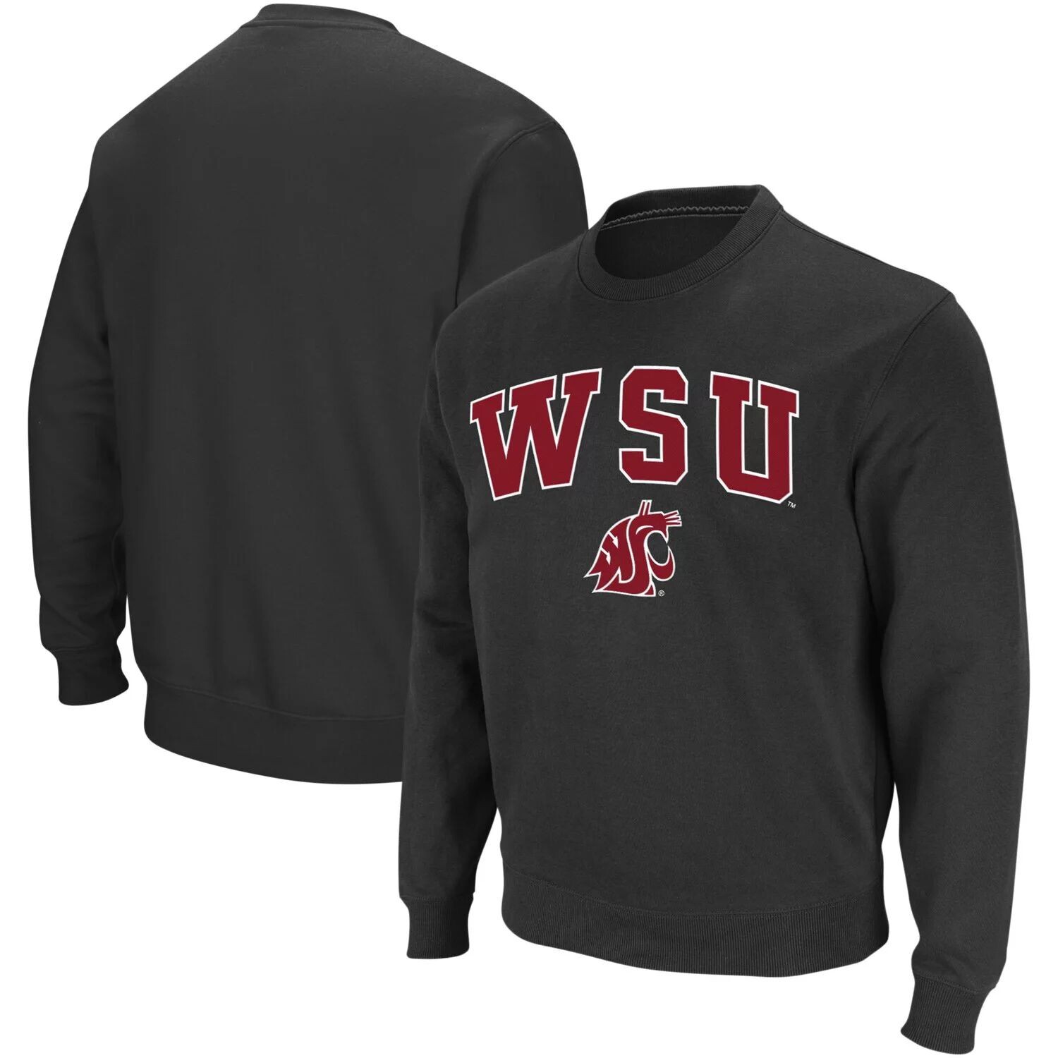 

Мужской темно-серый свитшот с круглым вырезом Colosseum Washington State Cougars Arch & Logo