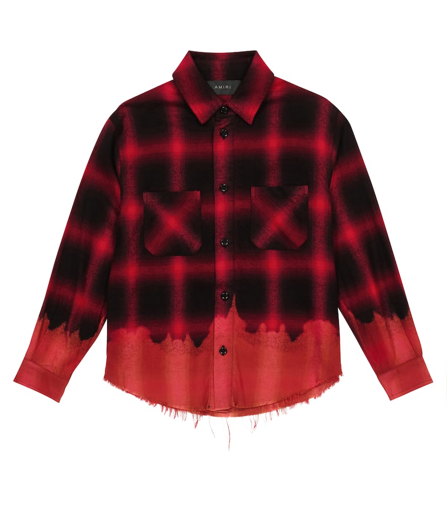 

Потертая клетчатая фланелевая рубашка Amiri Kids, Red-Japanese Plaid