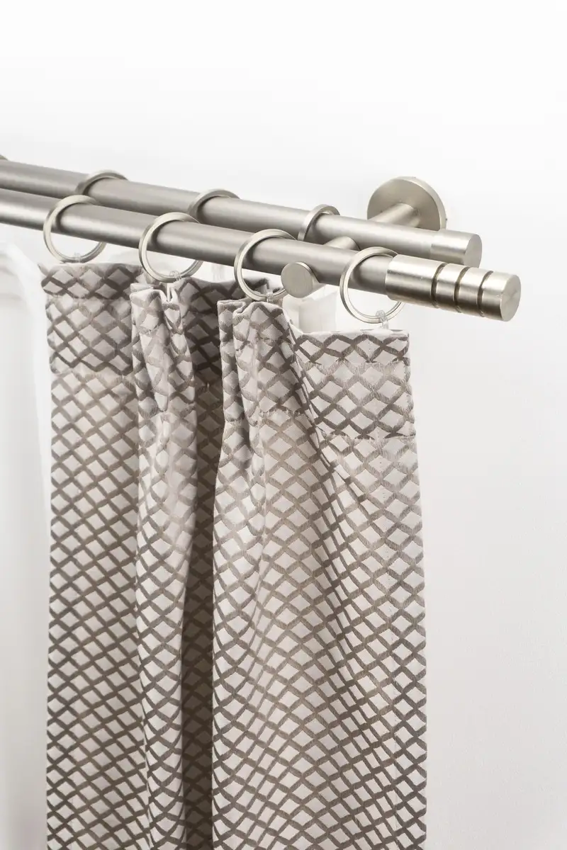 

Карниз для штор GARESA "EASY", 2 направляющие, желаемая длина, комплект для штор, выдвижной, концевая кнопка с пазами, алюминий, с кольцами 64х550 см, Ø 20 мм, цвет aluminiumfarben/nickelfarben