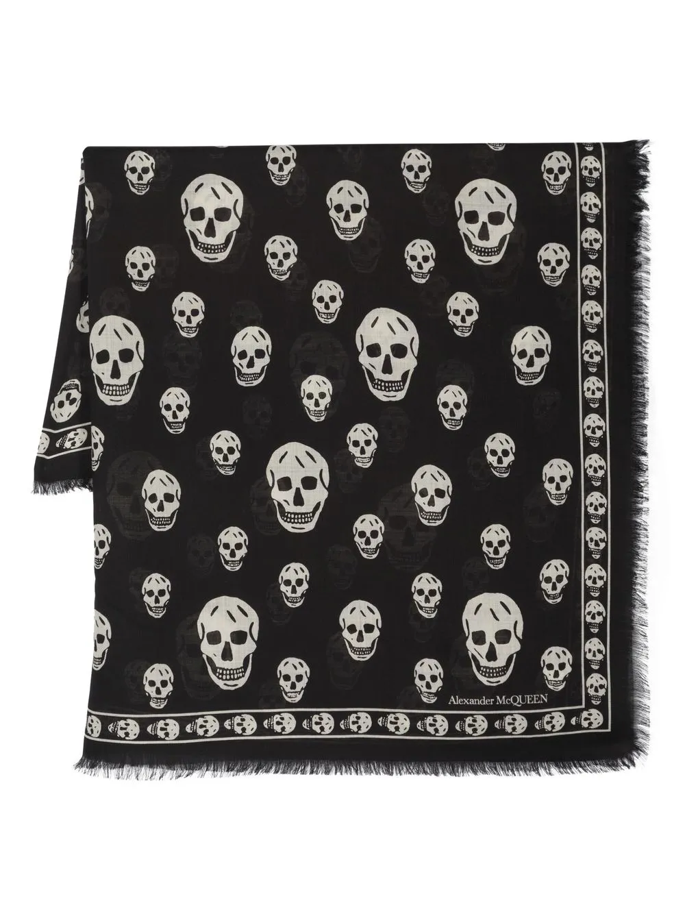 

Шерстяной шарф с принтом Skull Alexander McQueen, черный