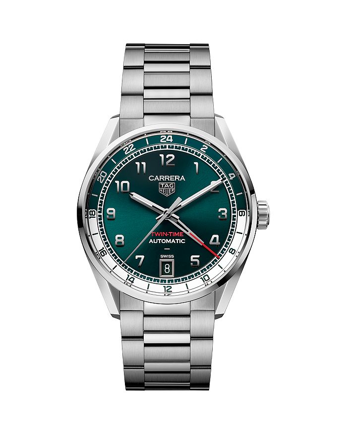 

Часы Carrera Twin-Time Automatic, 41 мм TAG Heuer, серебряный