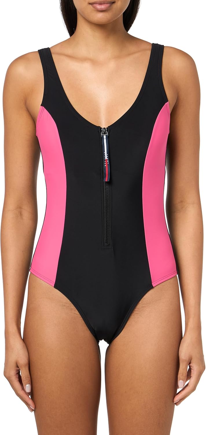 

Женский слитный купальник Tommy Hilfiger с застежкой-молнией на плечо, Sky Captain/Dahlia