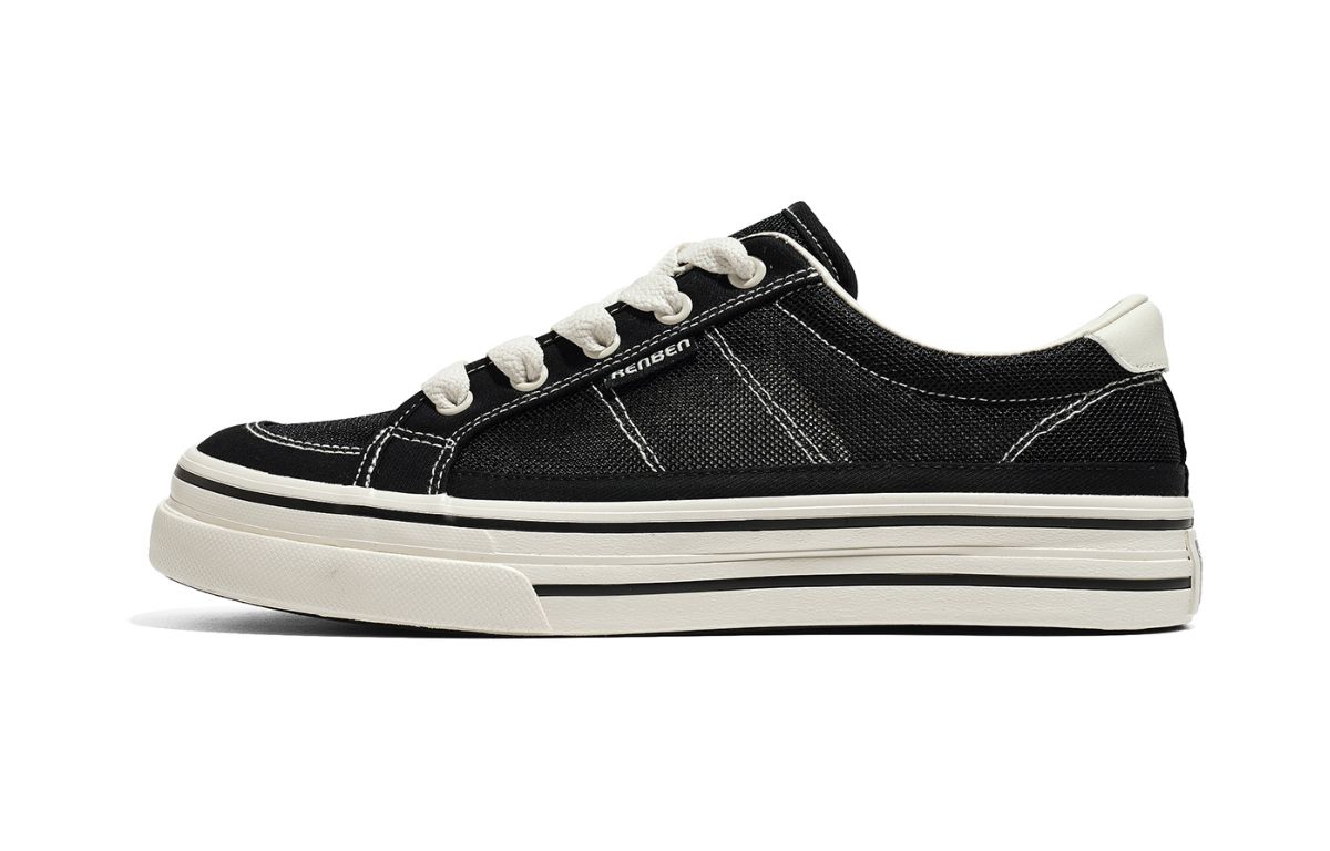 

RENBEN Скользоустойчивые износостойкие дышащие мужские кеды на низком ходу Black Beige, цвет Black Beige
