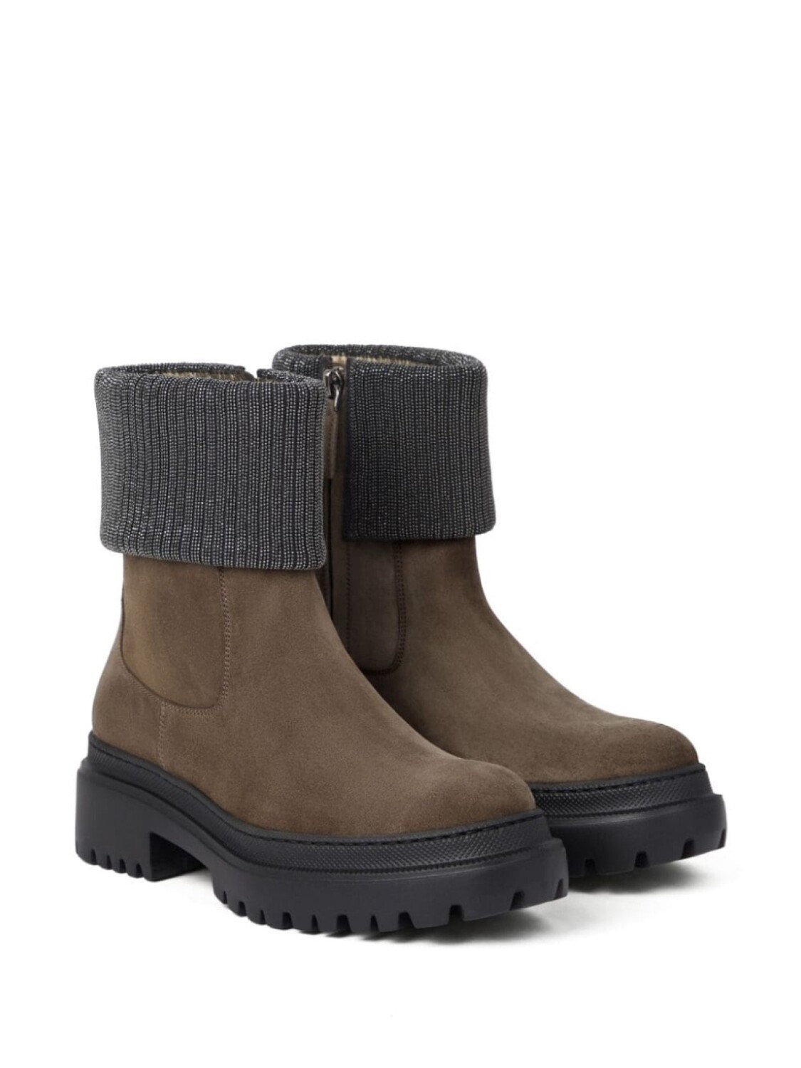 Brunello Cucinelli ботильоны с декором Monili, коричневый