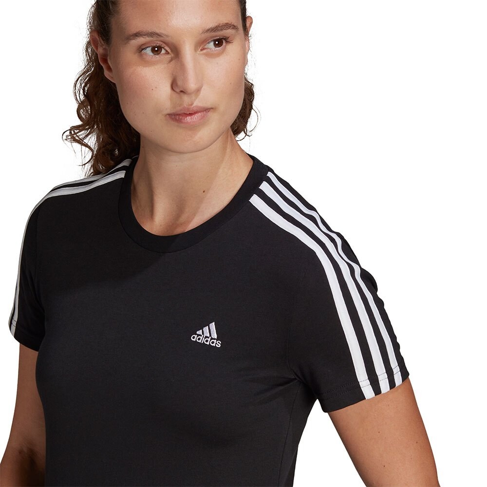 Футболка с коротким рукавом adidas Essentials Slim 3 Stripes, черный — фото 4